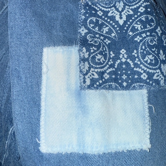 Simple Society Bandana Patchwork Jeans Women's 7/28 High Rise Distressed - Picture 12 of 14